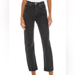 Agolde Pinch Waist Black Jeans 28 Revolve raw hem